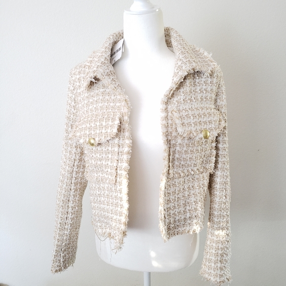 Forever 21 Jackets & Blazers - Forever 21 Metallic Tweed Jacket Cream Taupe NWT S